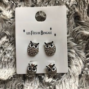 NEW Silver Stud Owl Earrings
